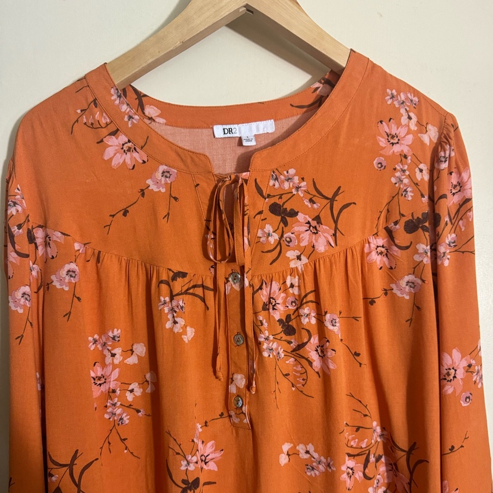 Size Large Orange 🍊 Peasant Blouse By DR2